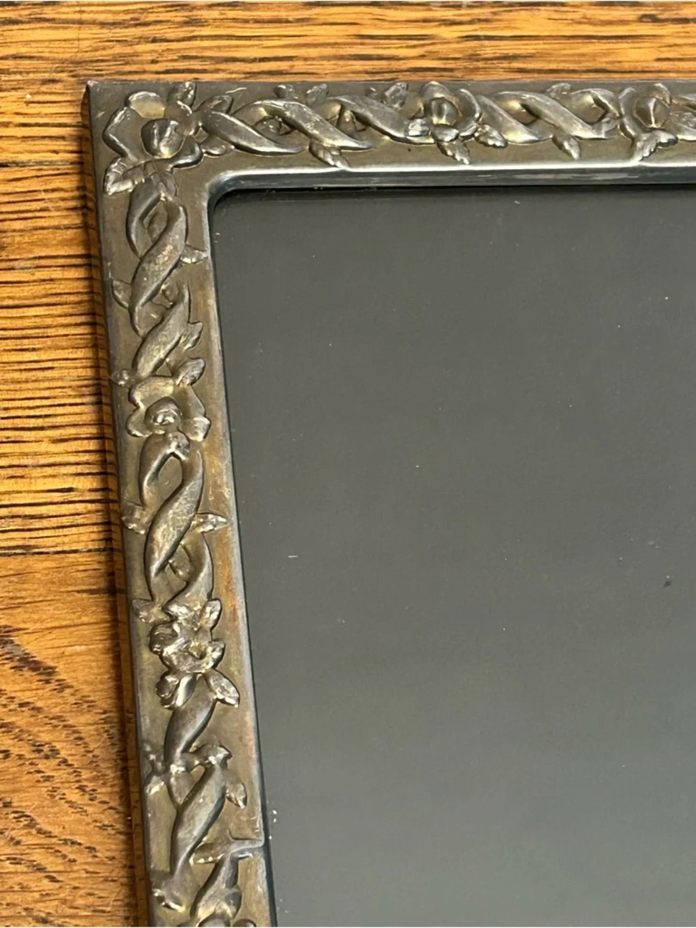 Vintage Silver Tone Floral Metal Picture Frame | Art Nouveau Style | 5x7